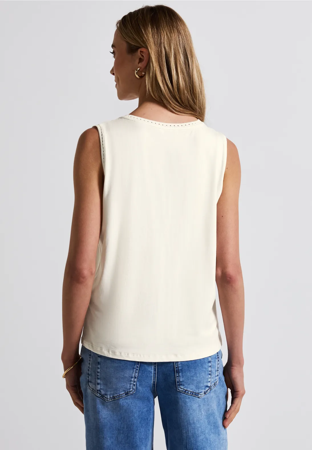 Street One Jersey Top met Gehaakte Details - Off White