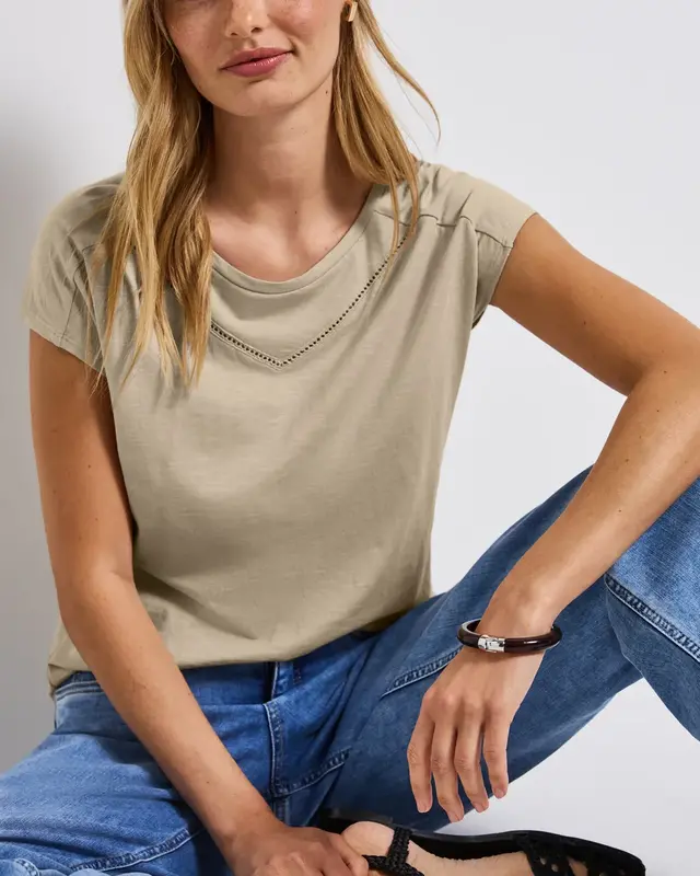 Street One Shirt with Deco Tape - Coastal Beige