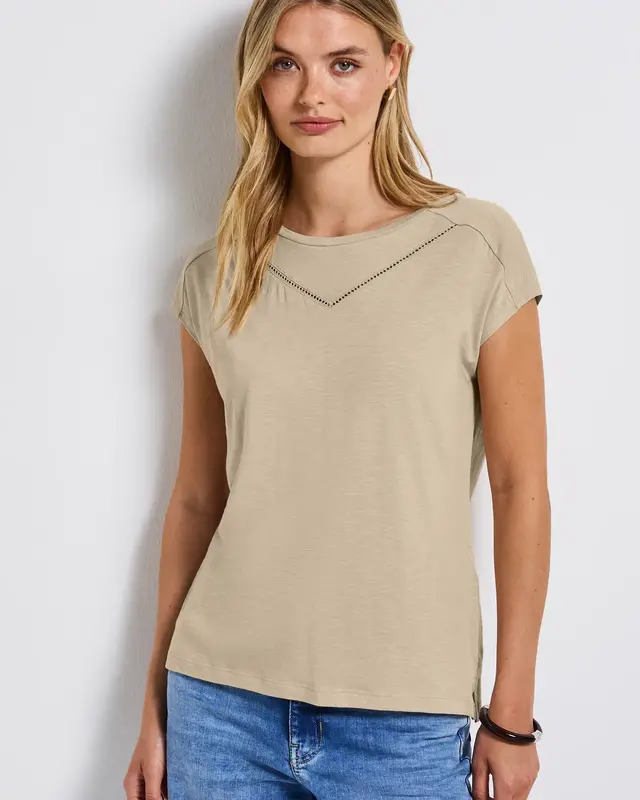Street One Shirt mit Dekotape - Coastal Beige