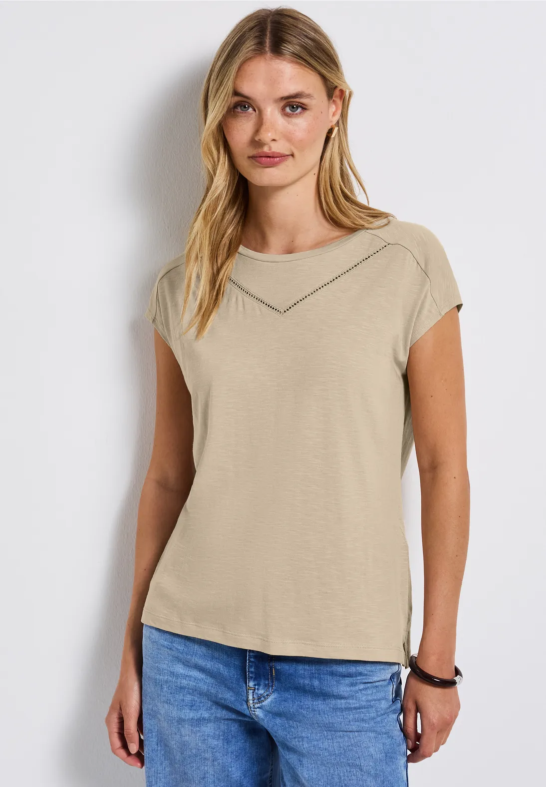Street One Shirt with Deco Tape - Coastal Beige
