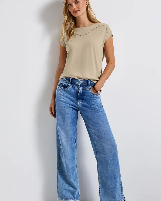 Street One Shirt with Deco Tape - Coastal Beige