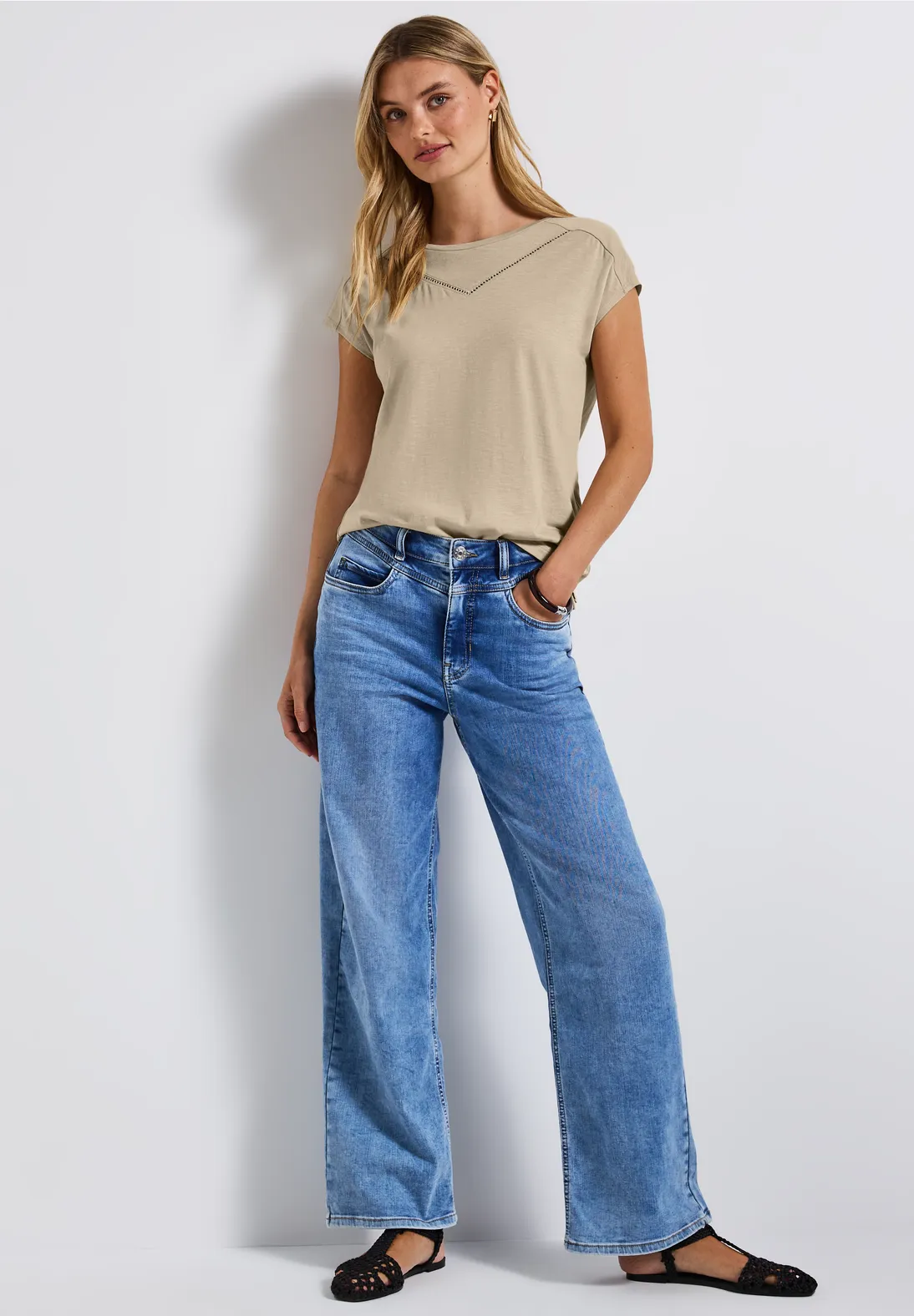 Street One Shirt mit Dekotape - Coastal Beige