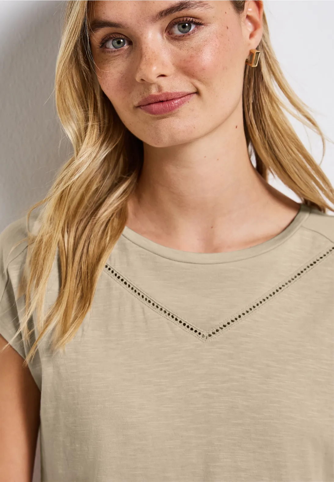 Street One Shirt with Deco Tape - Coastal Beige