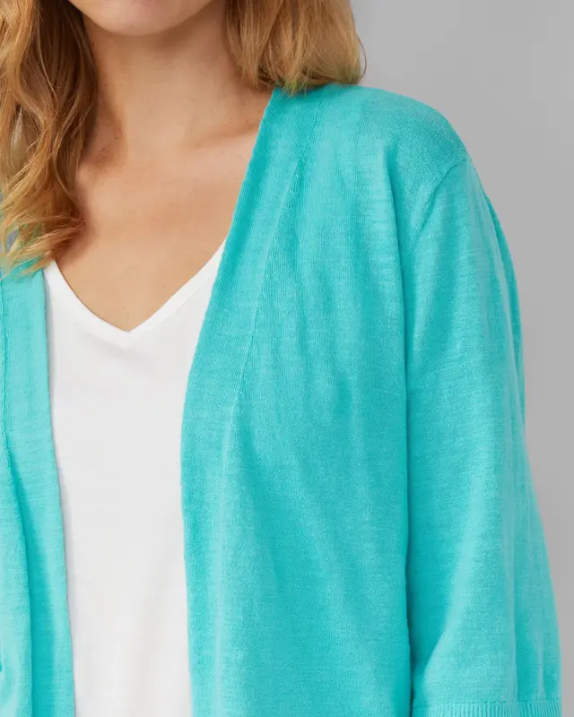 S. Oliver Cardigan with 3/4-Sleeves - Aqua