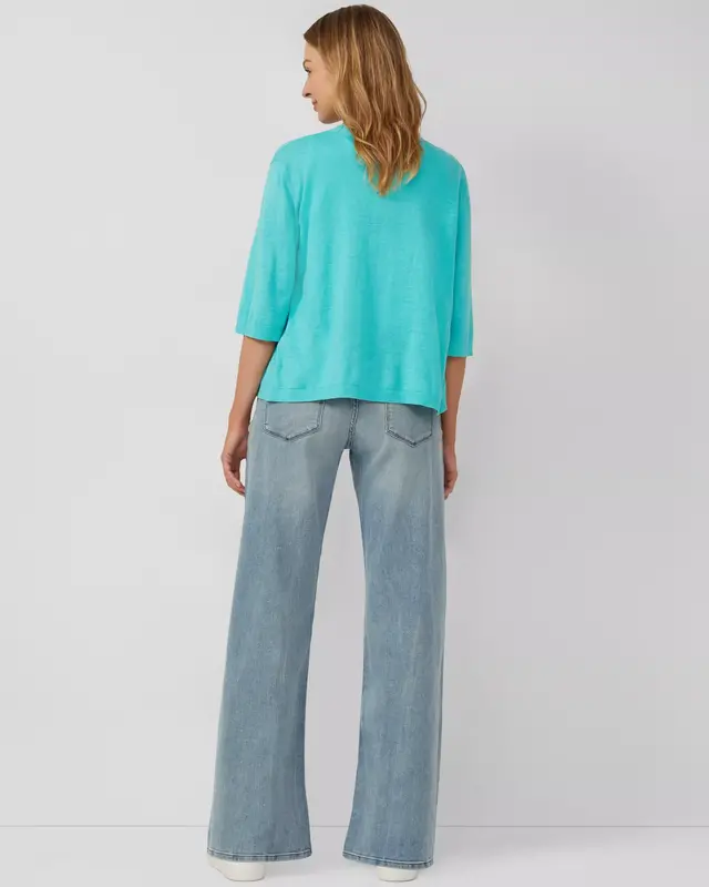 S. Oliver Cardigan with 3/4-Sleeves - Aqua