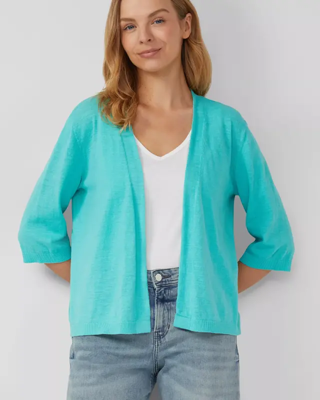 S. Oliver Cardigan with 3/4-Sleeves - Aqua
