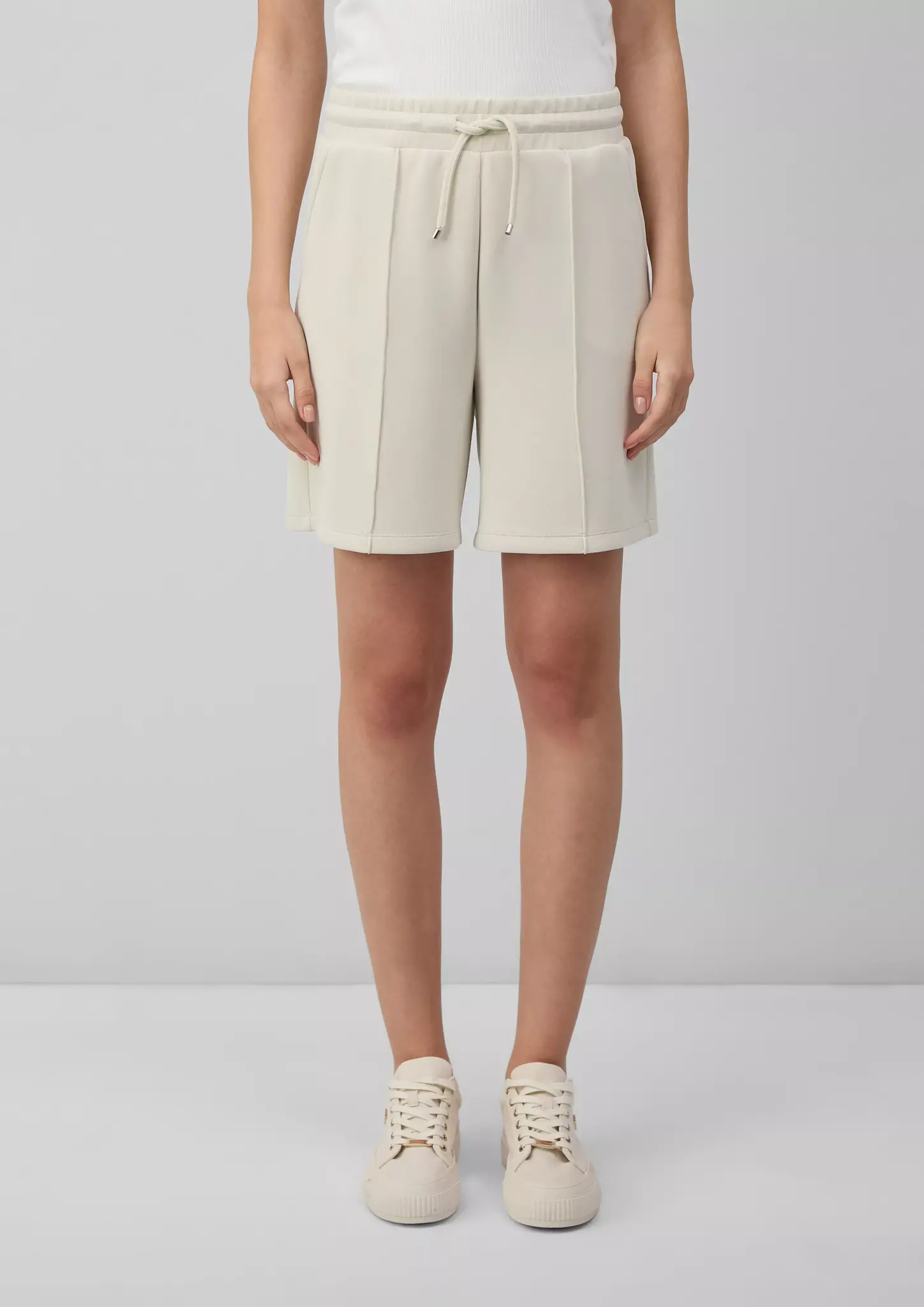 S. Oliver Scuba-Shorts mit Ziernaht - Naturel