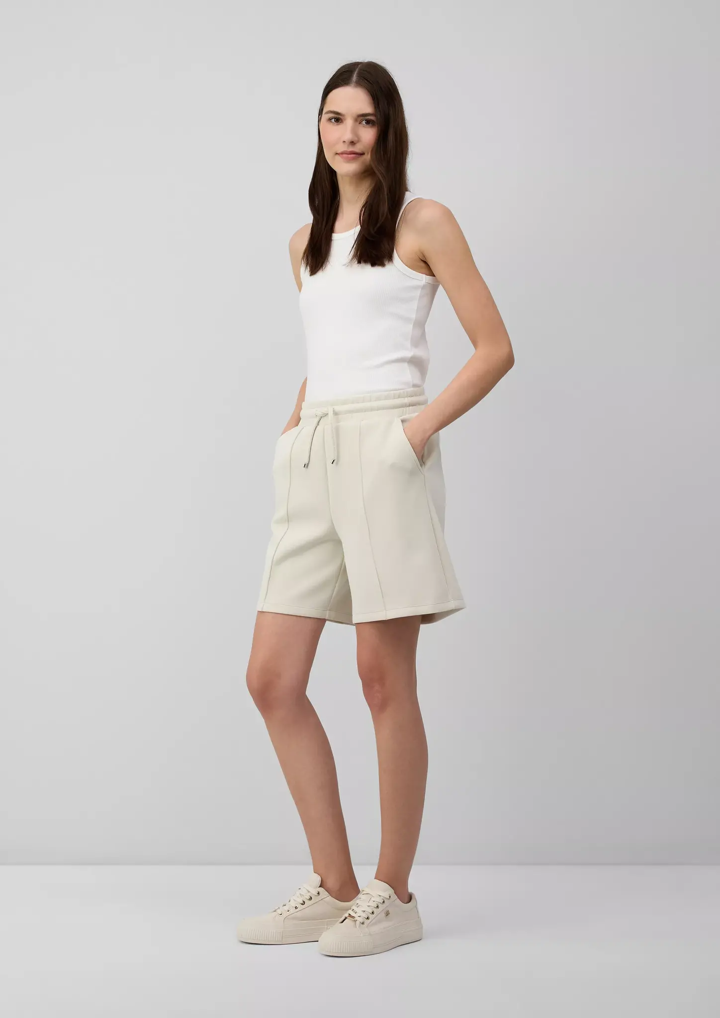 S. Oliver Scuba-Shorts mit Ziernaht - Naturel