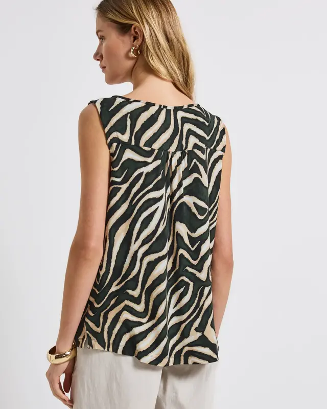 Street One Print Top - Pine Grove Green