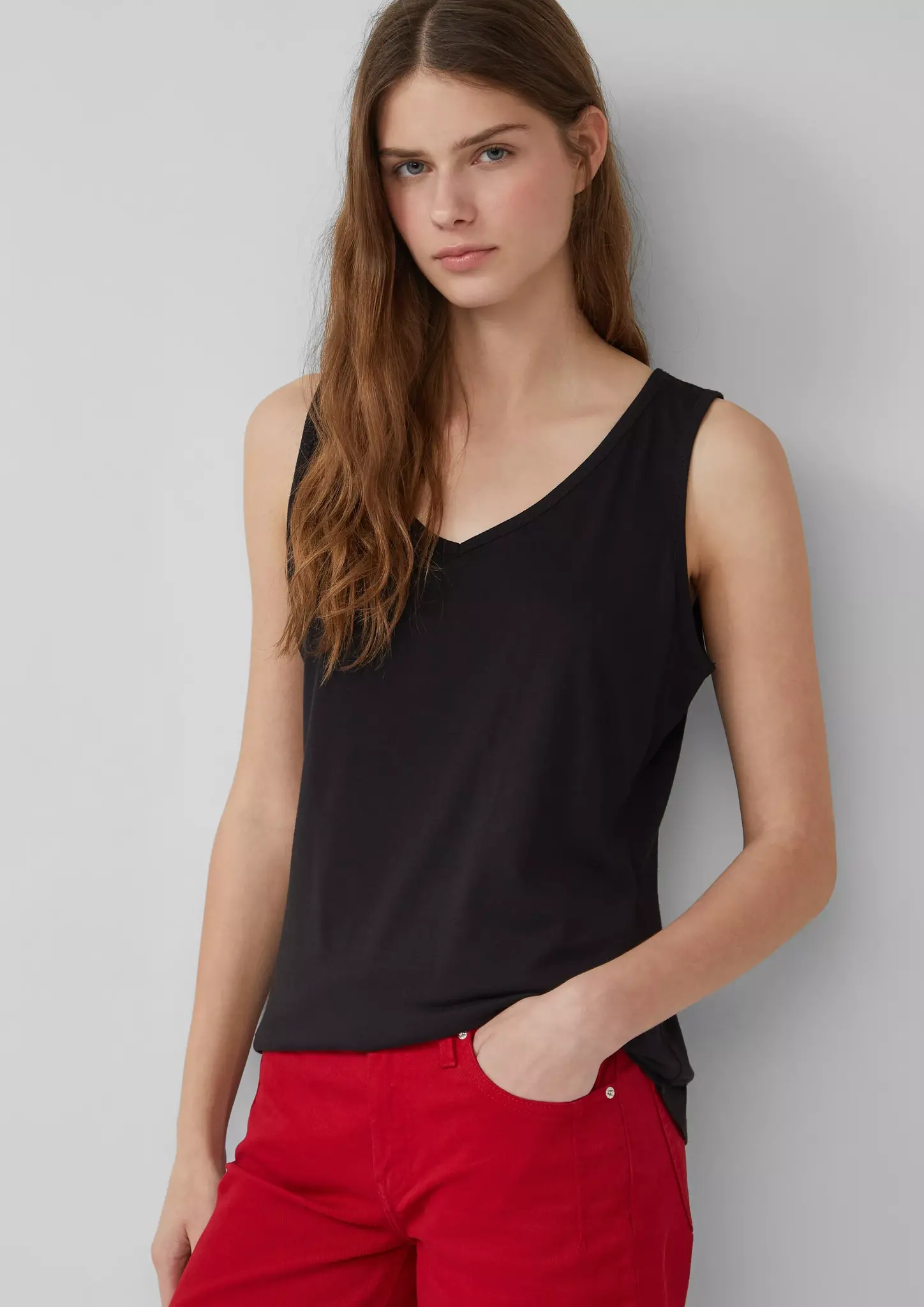 S. Oliver Jersey Print Top met Cut-Out - Black