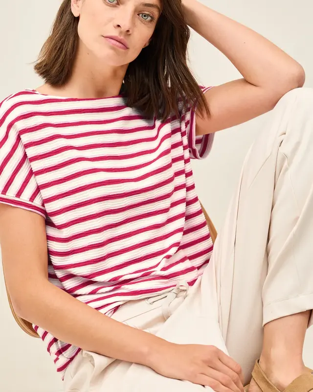 Cecil Gestreiftes Strukturshirt - Glazed Apple Red