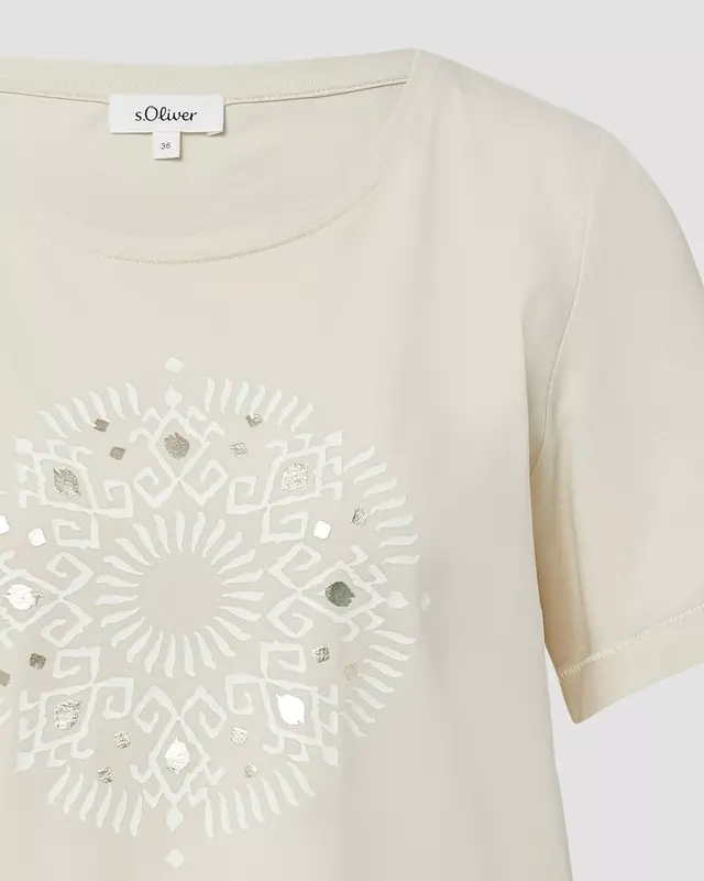 S. Oliver T-Shirt with Frontprint - Naturel
