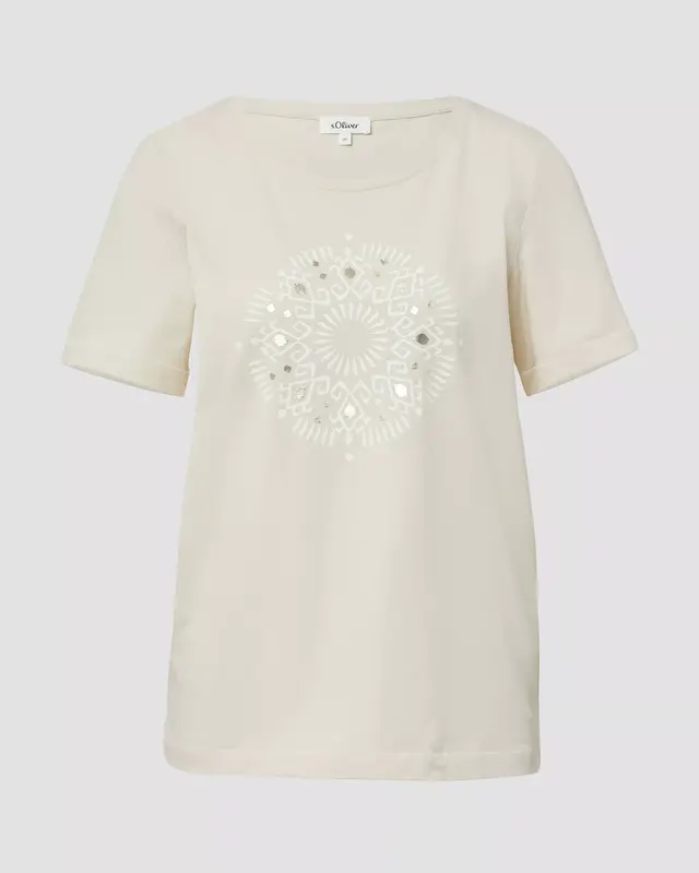 S. Oliver T-Shirt with Frontprint - Naturel