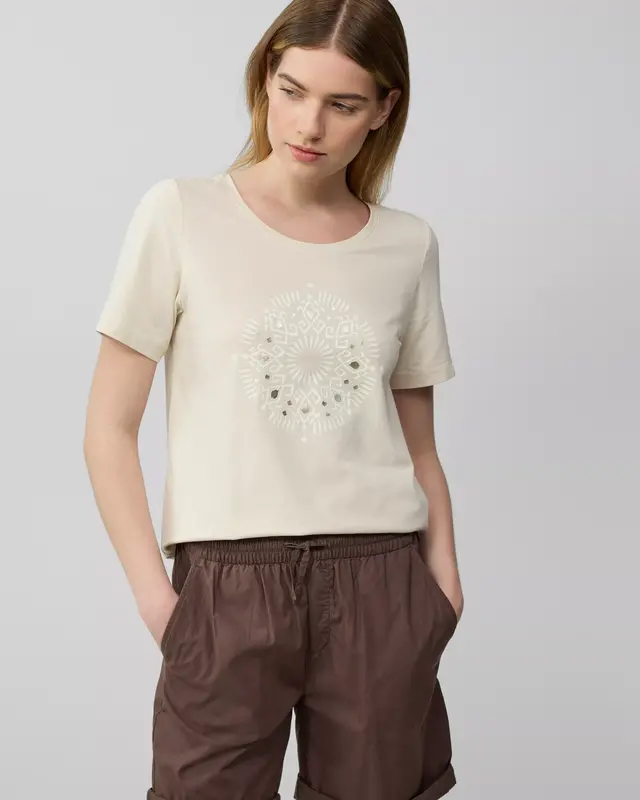 S. Oliver T-Shirt mit Frontprint - Naturel