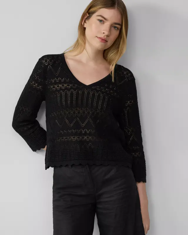 S. Oliver Pullover Ajour-Strick - Black