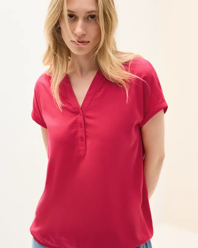 Cecil Short Sleeve Blouse - Glazed Apple Red
