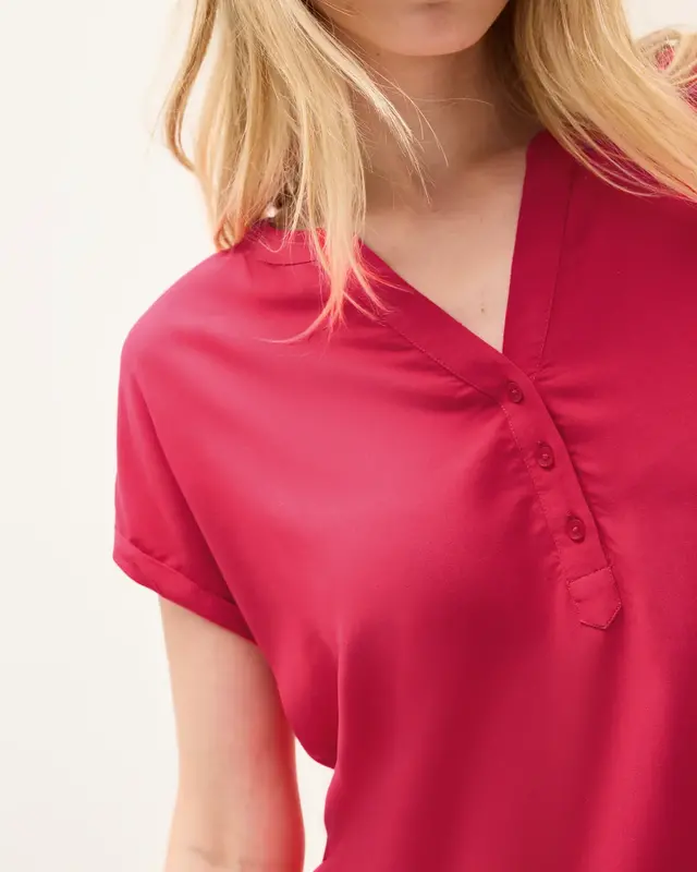 Cecil Short Sleeve Blouse - Glazed Apple Red