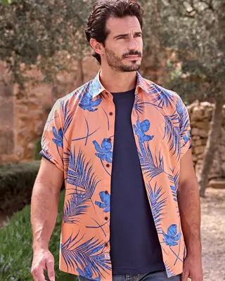 Lerros Hawaii Short Sleeve Shirt - Pale Papaya