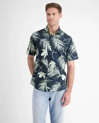 Lerros Overhemd Hawaiiaanse Stijl - Classic Navy