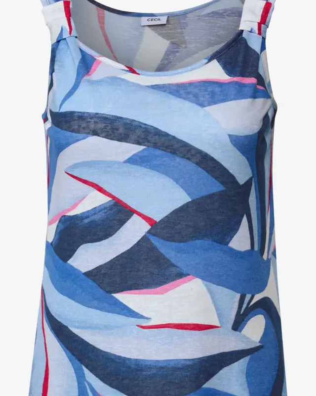 Cecil Print Top in Gebreide Look - Urban Navy Blue