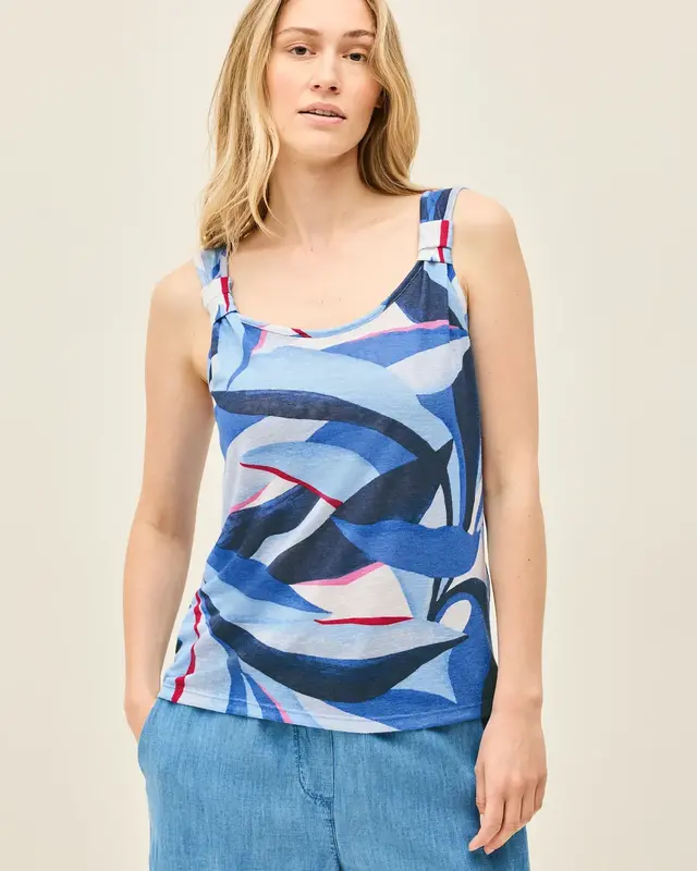 Cecil Print Top in Gebreide Look - Urban Navy Blue