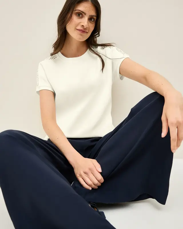 Cecil Shirt with Mesh Detail - Vanilla White