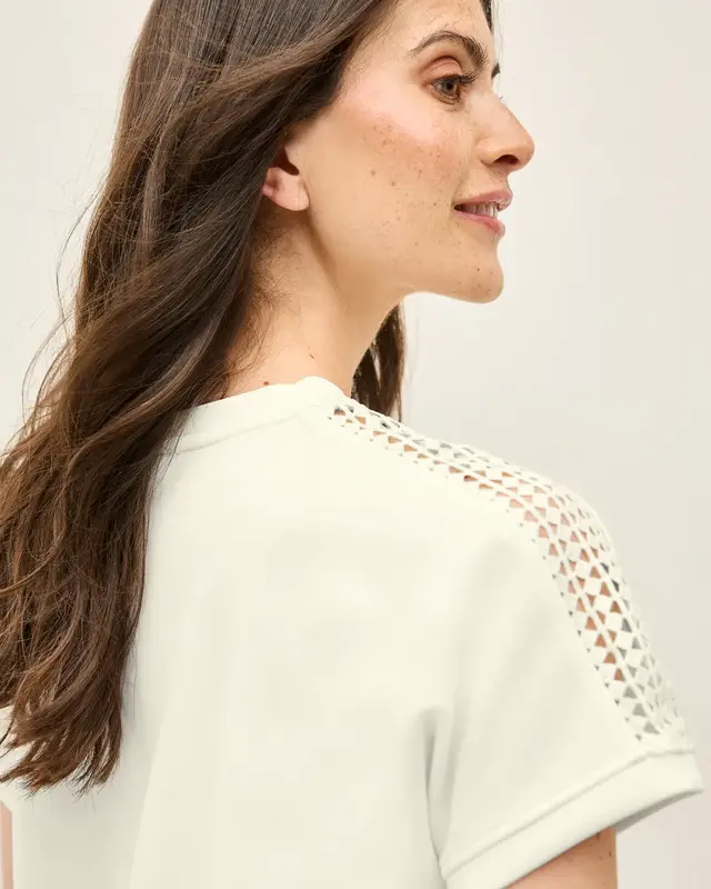 Cecil Shirt with Mesh Detail - Vanilla White