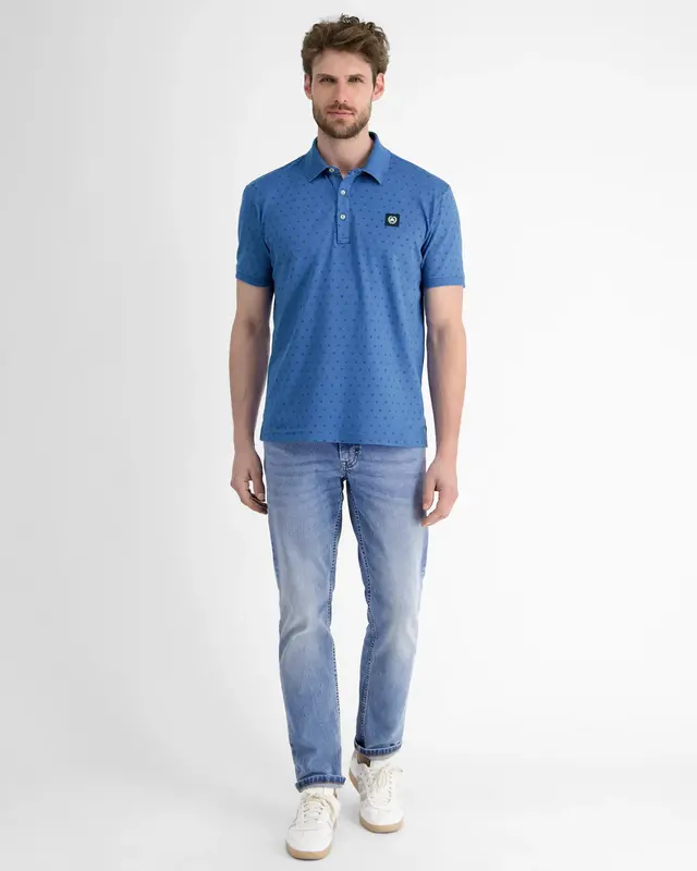 Lerros Poloshirt Minimal Print - Cobalt Blue