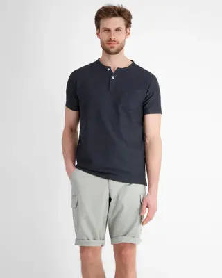 Lerros Serafino Shirt mit Strukturstreifen - Classic Navy