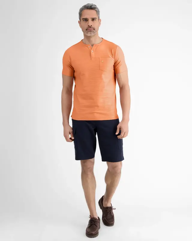 Lerros Serafino Shirt met Tonale Strepen - Pale Papaya
