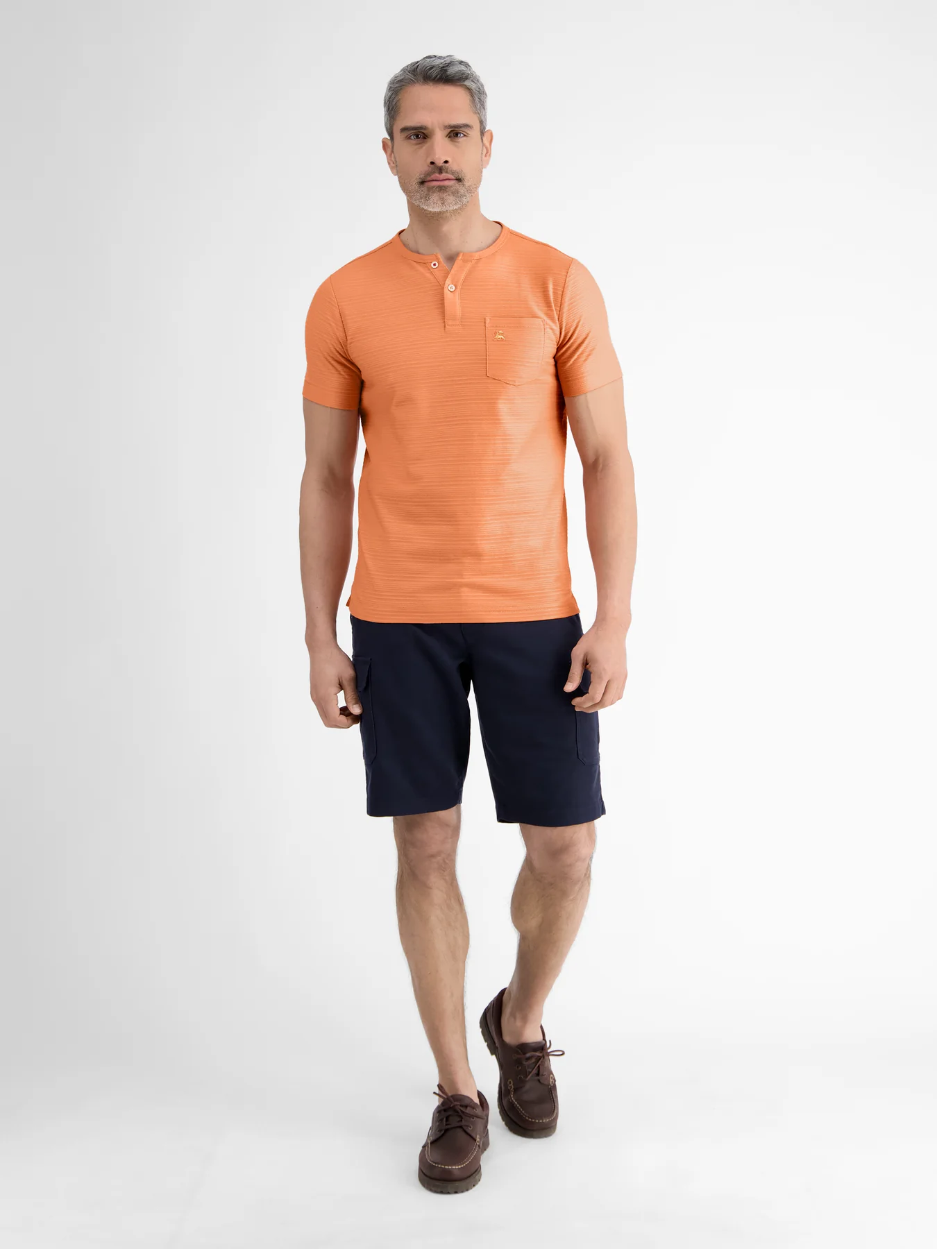 Lerros Serafino Shirt met Tonale Strepen - Pale Papaya