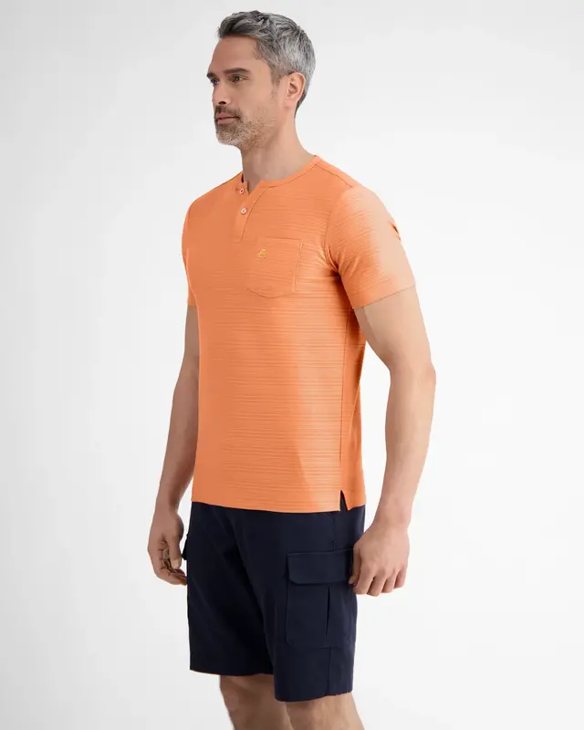 Lerros Serafino Shirt met Tonale Strepen - Pale Papaya