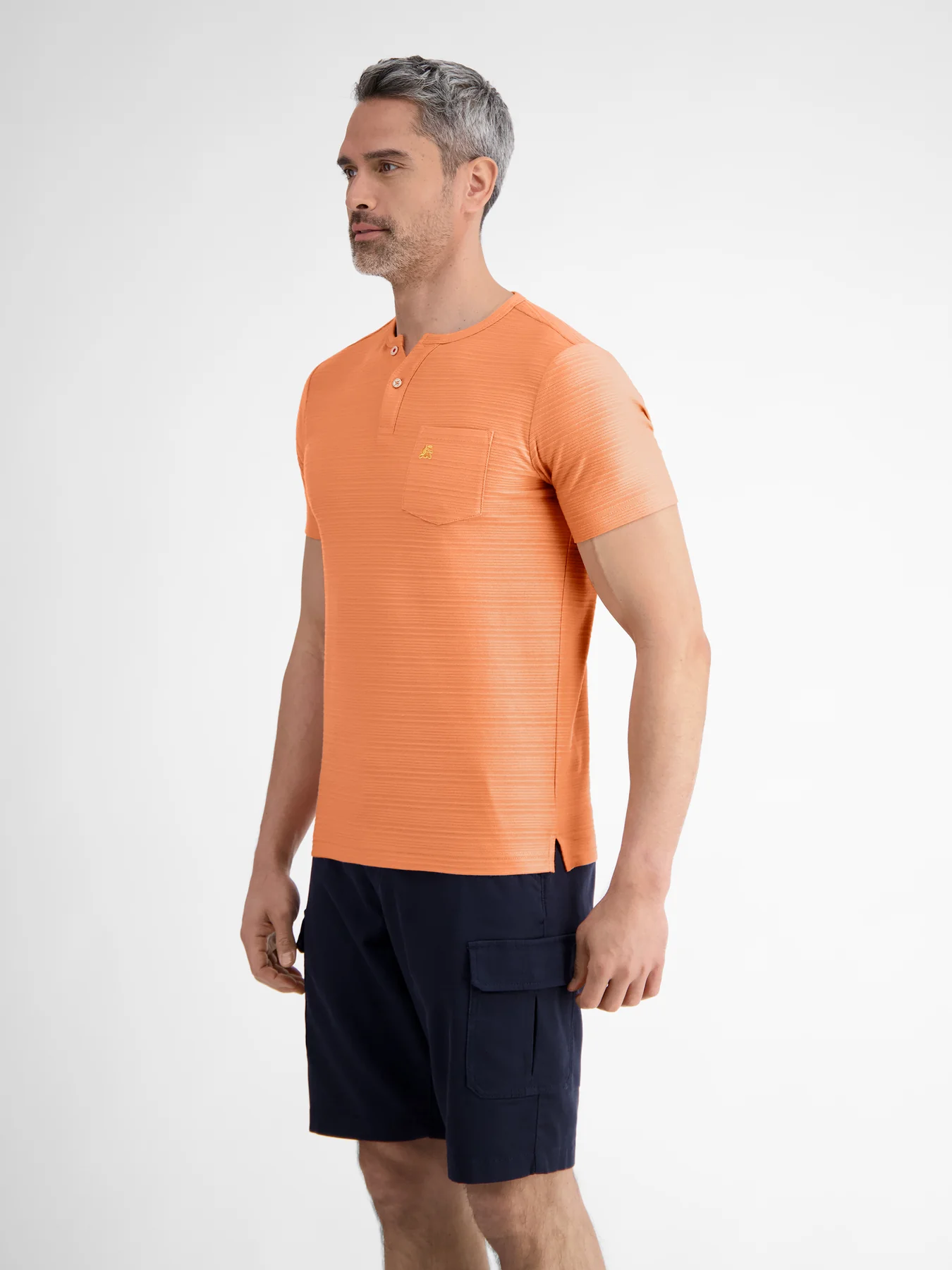 Lerros Serafino Shirt met Tonale Strepen - Pale Papaya