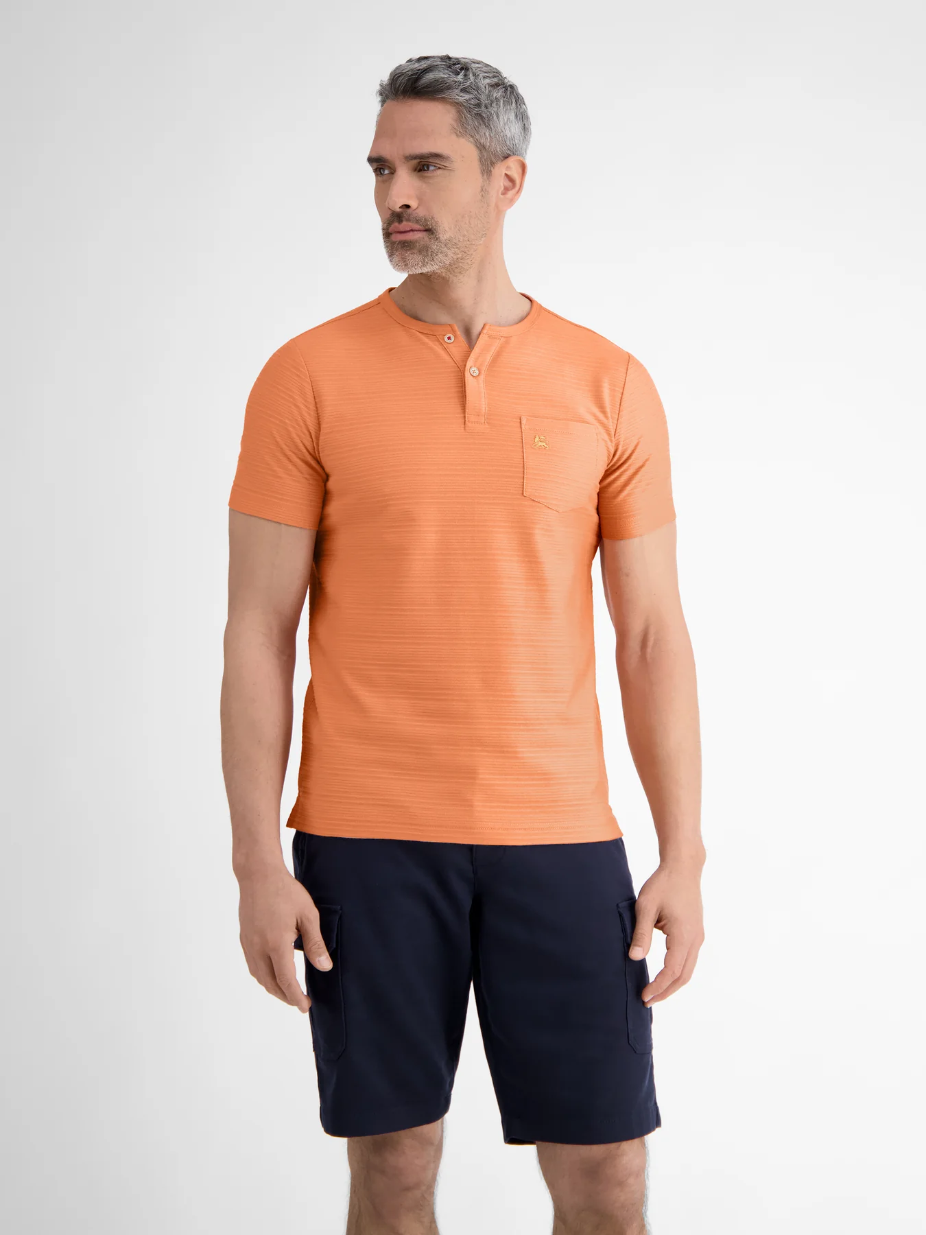 Lerros Serafino Shirt met Tonale Strepen - Pale Papaya