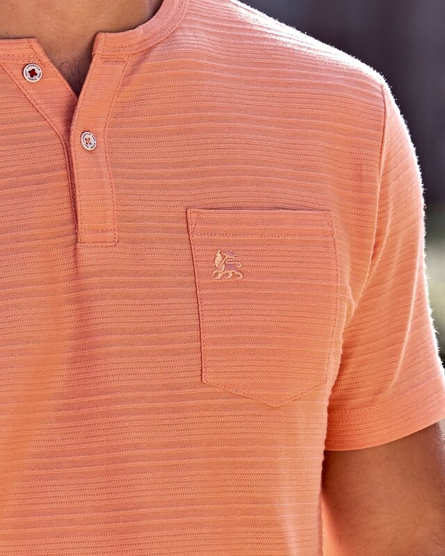 Lerros Serafino Shirt met Tonale Strepen - Pale Papaya