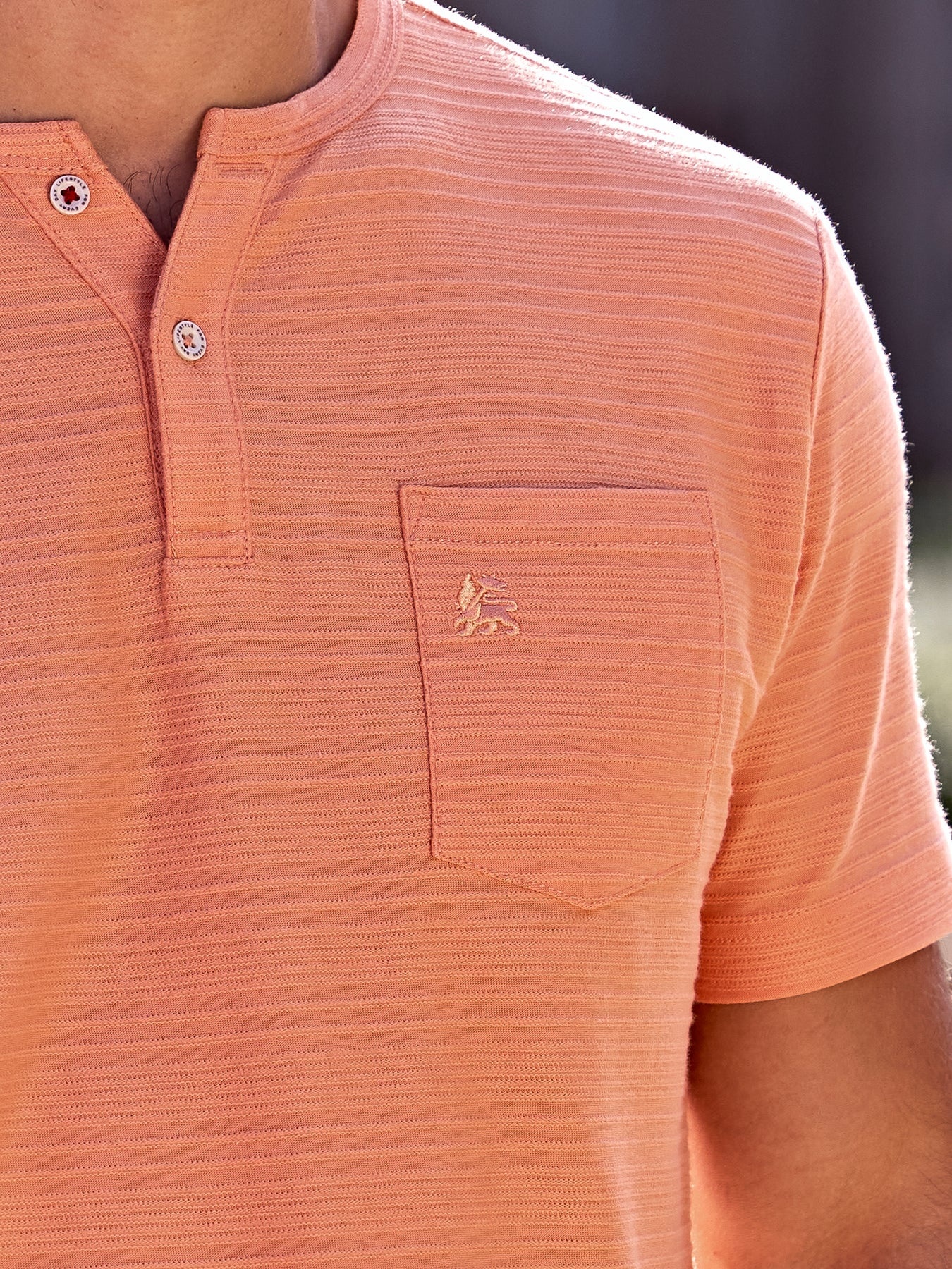 Lerros Serafino Shirt met Tonale Strepen - Pale Papaya