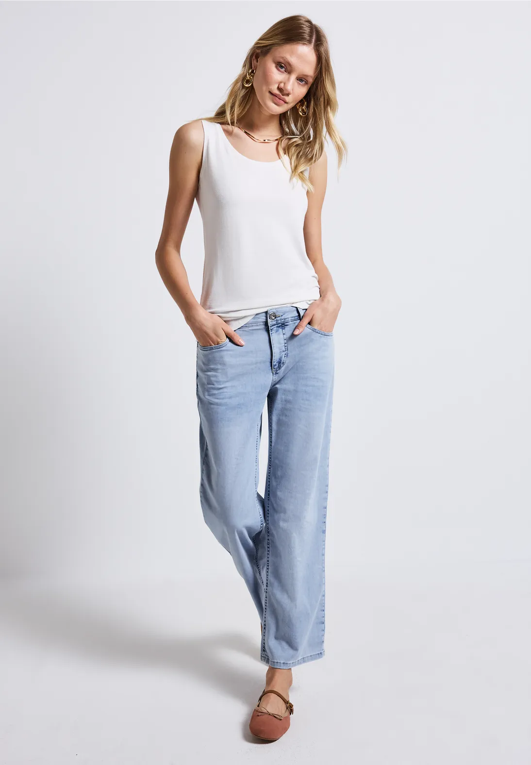 Street One Wide Leg Jeans - Ultra Bleach Wash