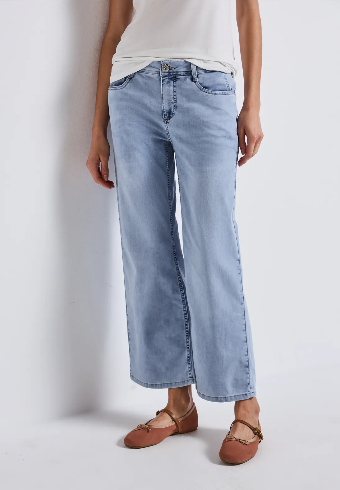 Street One Wide Leg Jeans - Ultra Bleach Wash