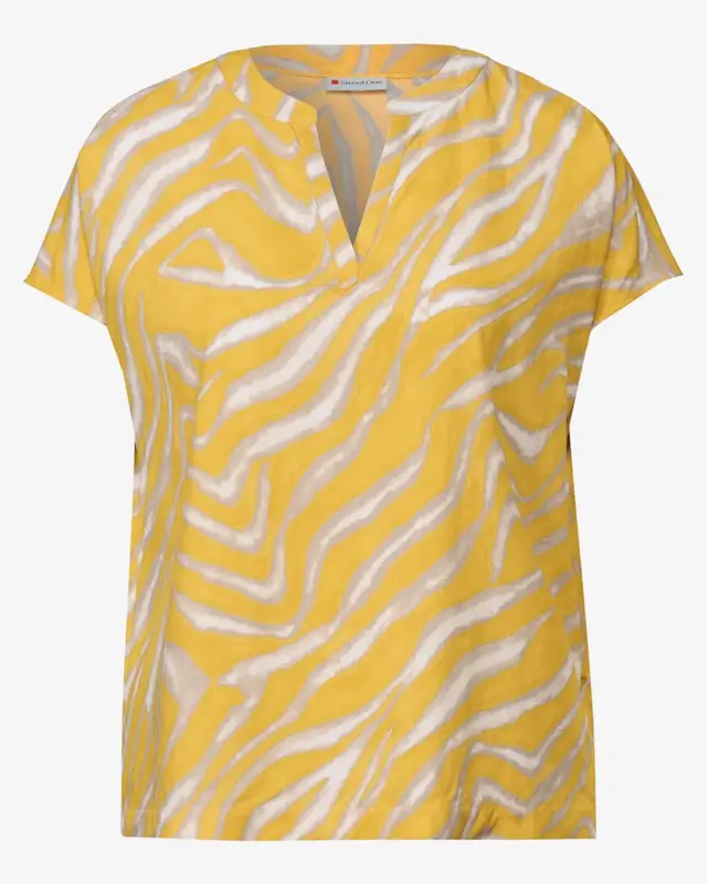 Street One Gemusterte Bluse - Buttercream Yellow