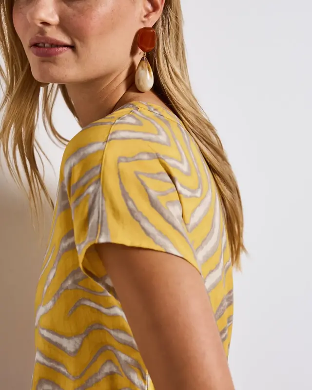 Street One Gemusterte Bluse - Buttercream Yellow