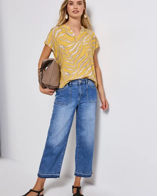 Street One Gemusterte Bluse - Buttercream Yellow