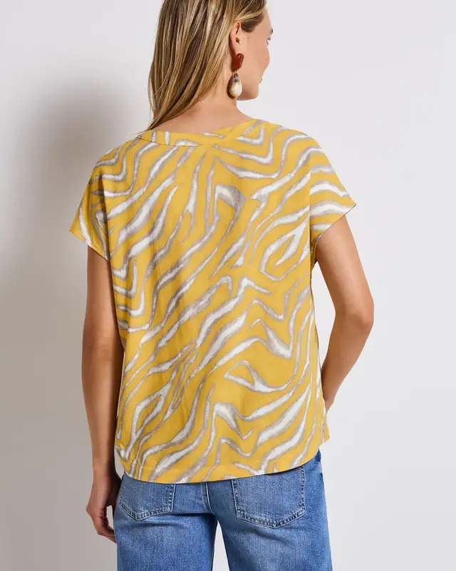 Street One Gemusterte Bluse - Buttercream Yellow