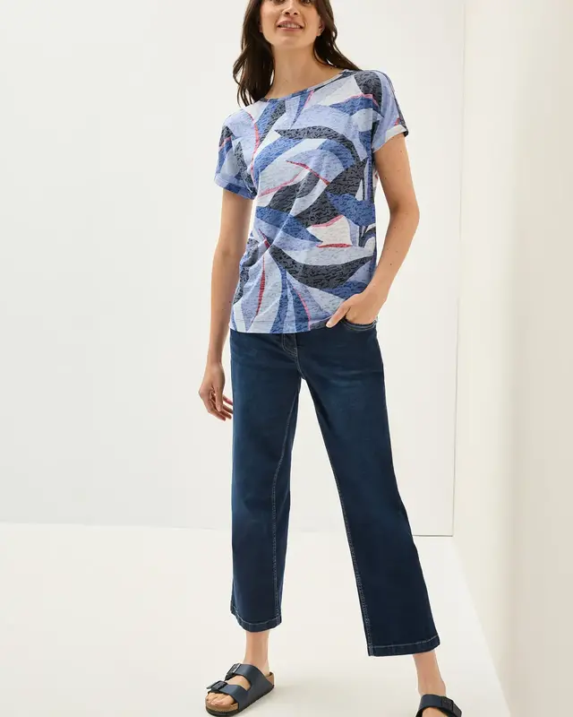 Cecil Shirt met Burn-Out Look - Urban Navy Blue