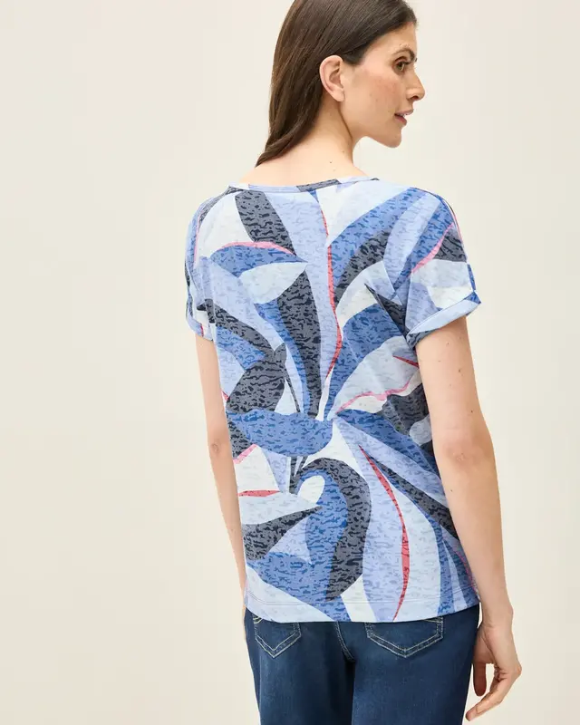 Cecil Shirt met Burn-Out Look - Urban Navy Blue