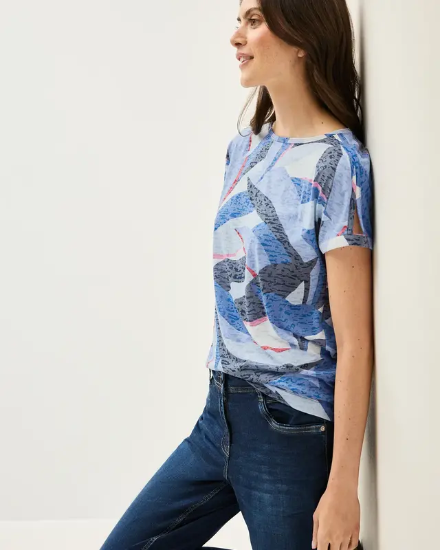 Cecil Shirt met Burn-Out Look - Urban Navy Blue