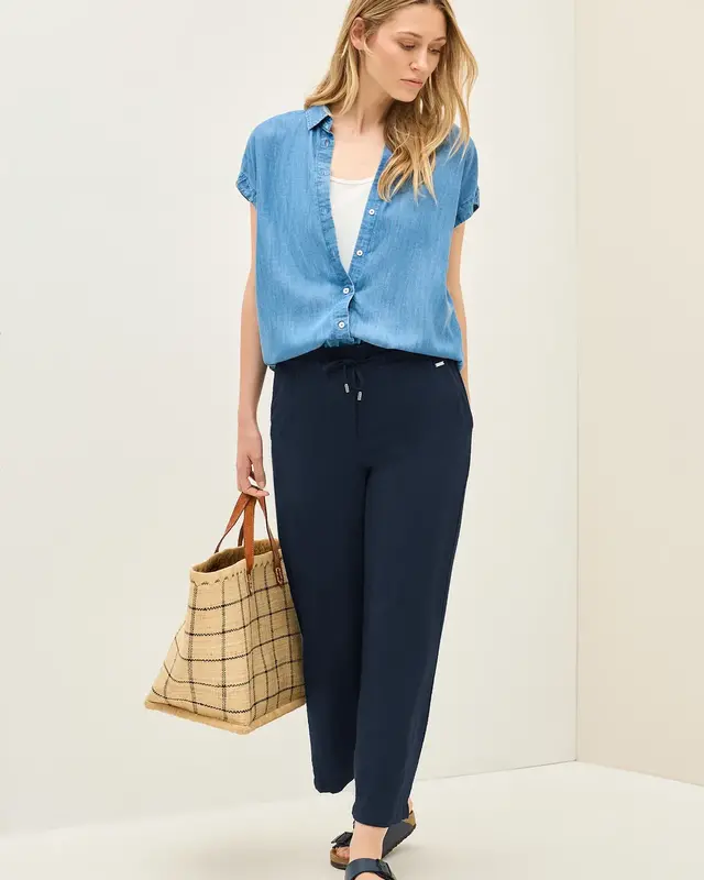 Cecil 7/8 Twill-Hose mit Struktur Neele - Urban Navy Blue