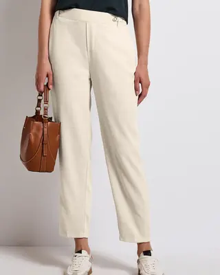 Street One Chino Pants with Button Detail - Silkstone White