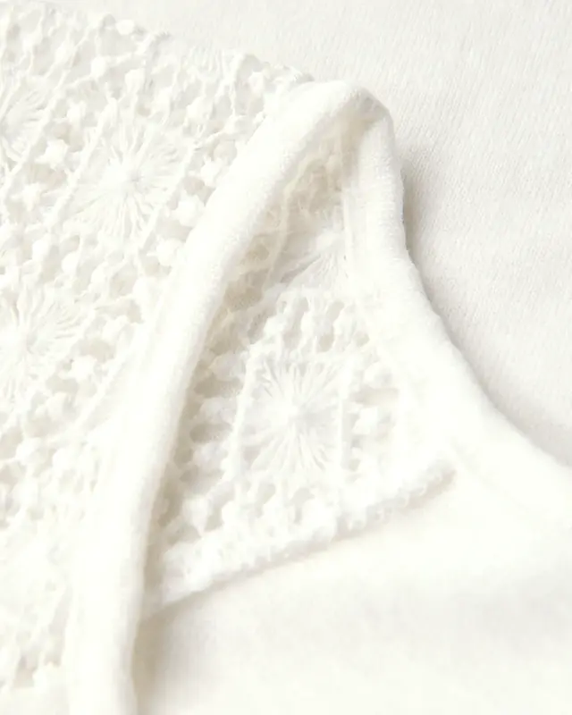 Street One Studio Leinen-Look Top mit Spitze - Off White