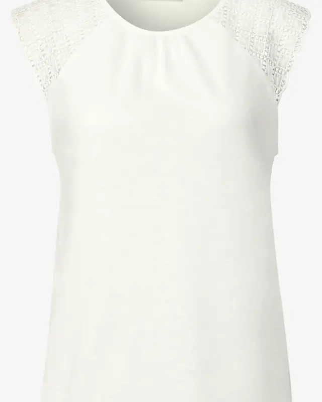 Street One Studio Leinen-Look Top mit Spitze - Off White