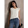 Leinen-Look Top mit Spitze - Off White